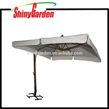 Parasol en voladizo 240G de madera 4 * 4M con apertura en el medio y aleta de 18-20cm y base diferente